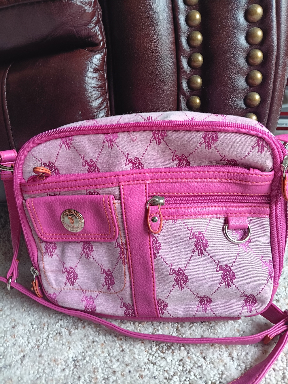 U.S. Polo Assn. Pink Patterned Canvas Crossbody Bag